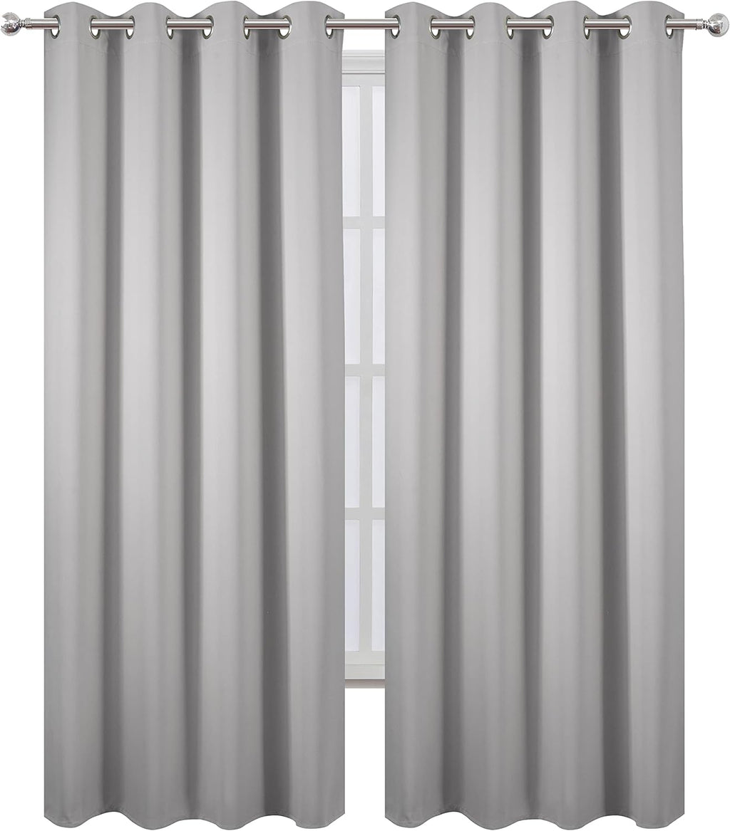 Lemomo Blackout Curtains 66 x 84 inch/Light Grey Curtains Set of 2 Panels/Thermal Insulated Room Darkening Bedroom Curtains 84 inch Grey