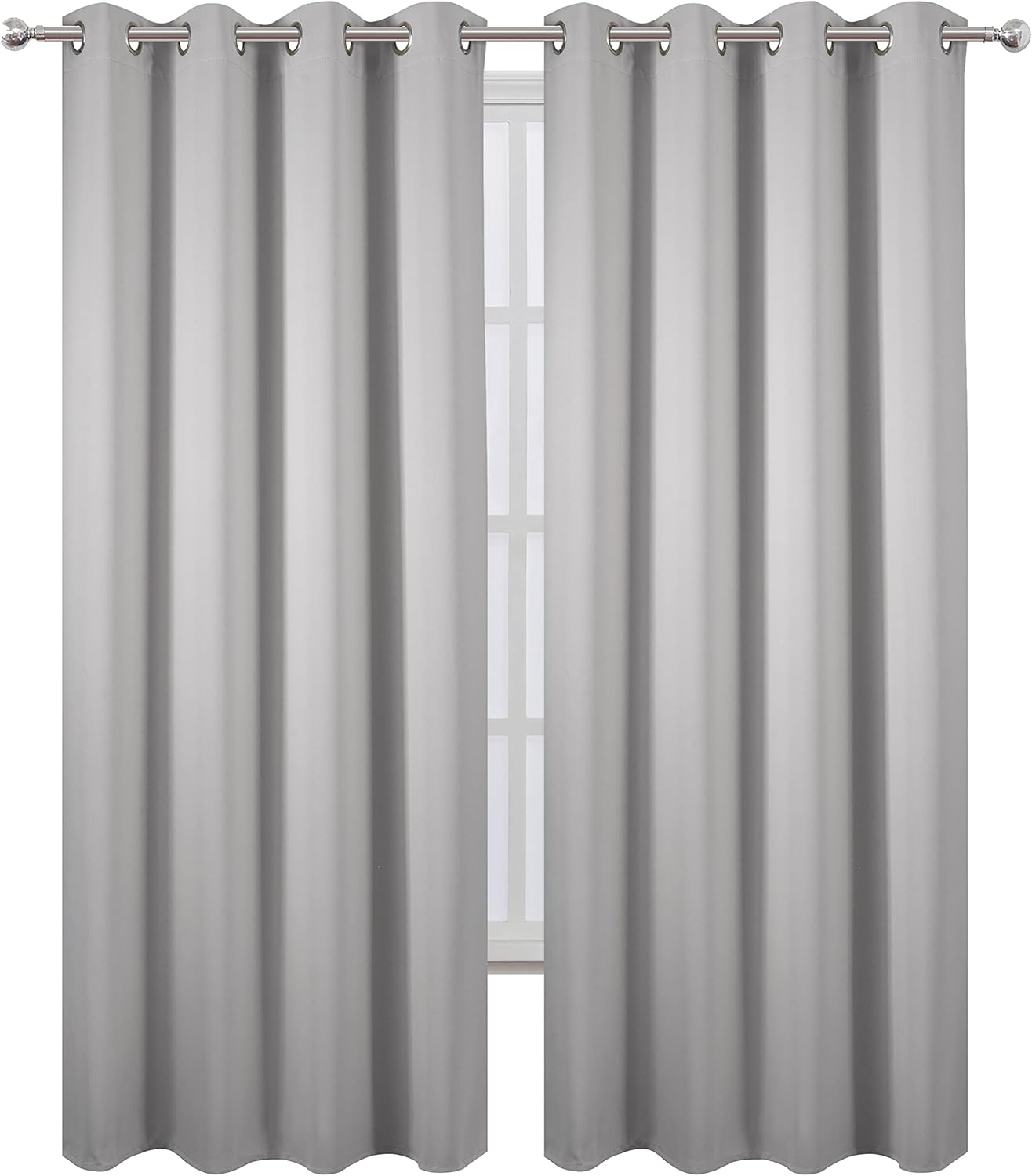 Lemomo Blackout Curtains 66 x 84 inch/Light Grey Curtains Set of 2 Panels/Thermal Insulated Room Darkening Bedroom Curtains 84 inch Grey