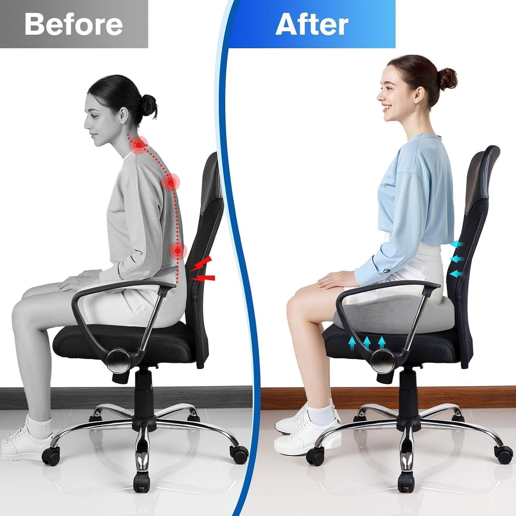 CushyOasis Seat Cushion, Chair Cushions, Office Chair Cushions, Anti-Slip Bottom & Removable Cover Tailbone Cushion, Memory Foam Seat Cushi…