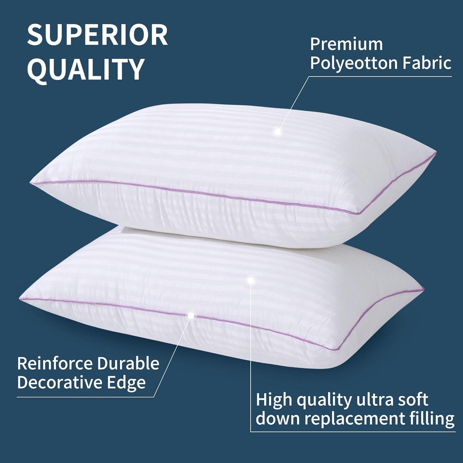 Vainoc Pillows King Size Set of 4, Breathable Hotel Collection Bed Pillows for Side Back Stomach Sleepers, Machine Washable Supportive Soft D…