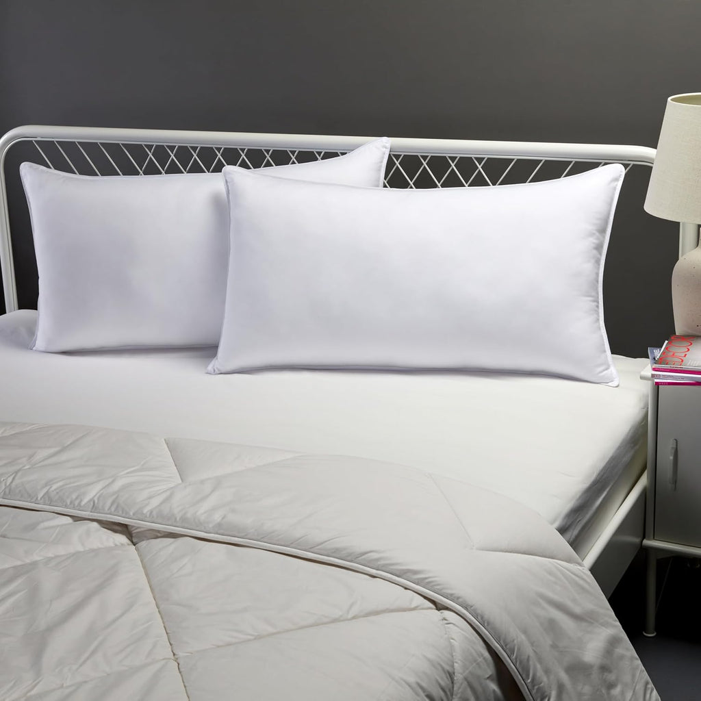 Amazon Basics Down Alternative Bed Pillows for Back and Side Sleepers, Medium Density, King Size, 36" x 20", White, 2-Pack