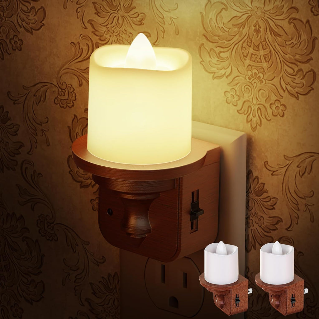 Briignite Candle Night Light, Night Lights Plug into Wall 2 Pack, LED Vintage Night Light with Light Sensor, 0-100LM Dimmable Nightlight…