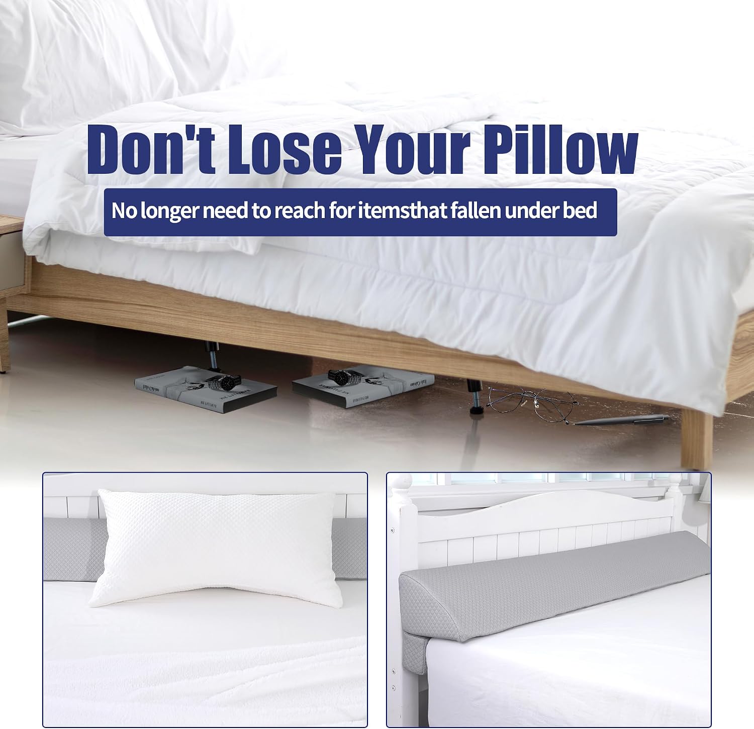 HOMBYS Wedge Pillow Headboard for Bed Gap, Foldable Bed Wedge Gap Filler King Size, Matterss Gap Filler, Multi Functional Bed Crack Pillow…