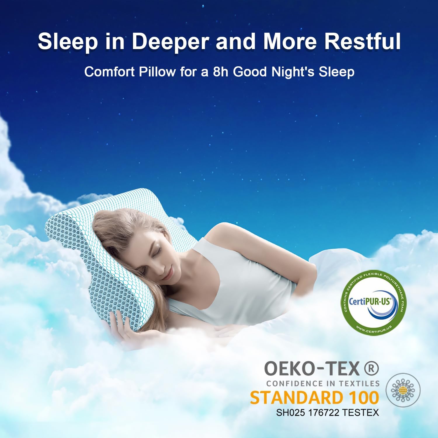 AnvoHome Anvo Memory Foam Pillow, Neck Contour Cervical Orthopedic Bed Pillow for Sleeping Side Back Stomach Sleeper, Ergonomic Design for…