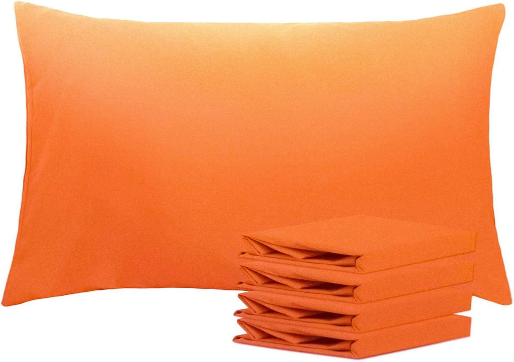Ntbay Queen Pillowcase Set - 4 Pack Brushed Microfiber 20x30 Pillowcases - Soft, Wrinkle-Free, Fade-Resistant, Stain-Resistant, Orange Pill…
