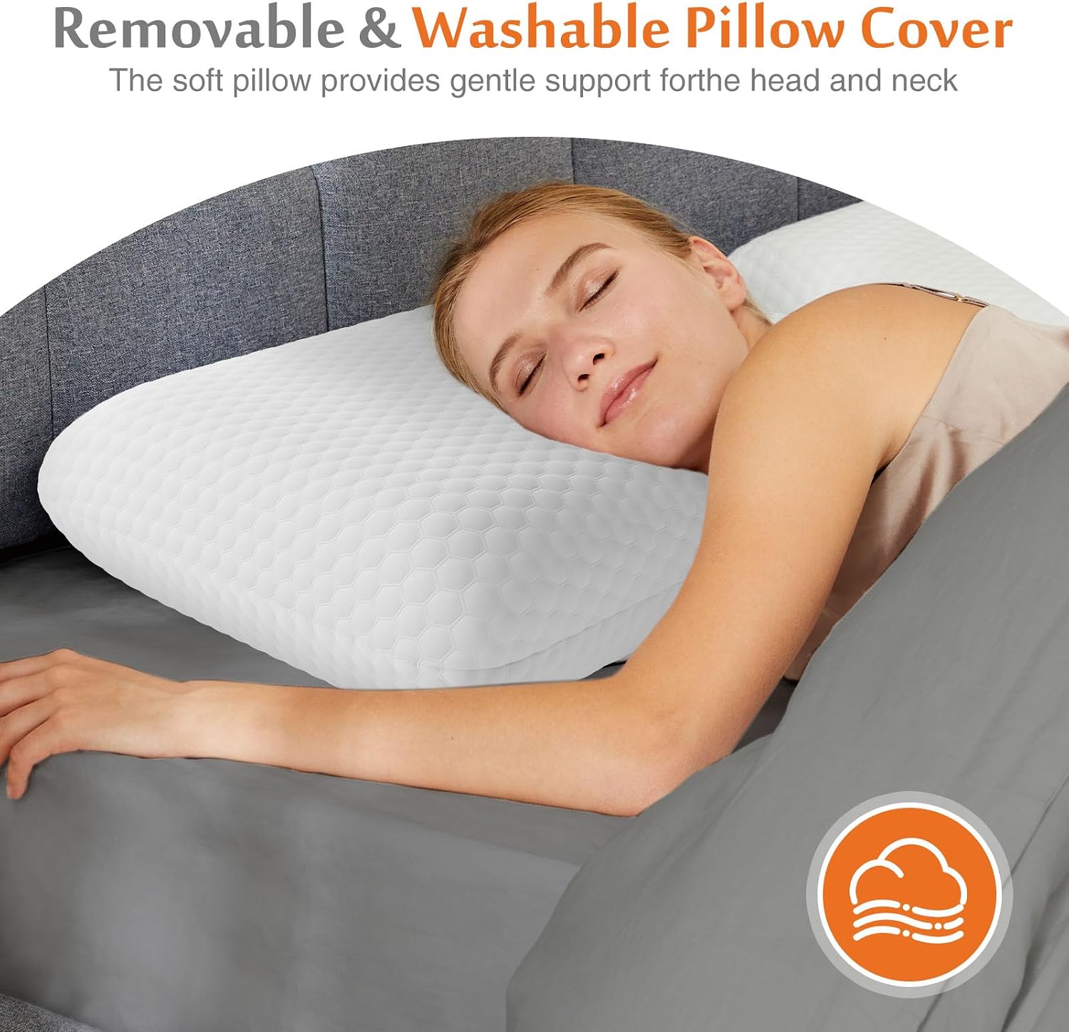 Sweetcrispy Back and Side Sleeper Support, White Gel Cooling Memory Foam Pillows for Sleeping, Bed Pillows for Adults with Breathable Mesh…