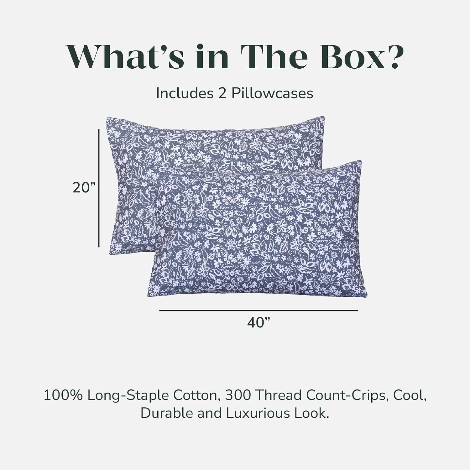 FEATHER & STITCH NEW YORK 100% Cotton 2 Piece King Pillow Cases, 300TC Ultra-Soft Pillowcases with Envelope Closure, Wrinkle- Fade- Stain…