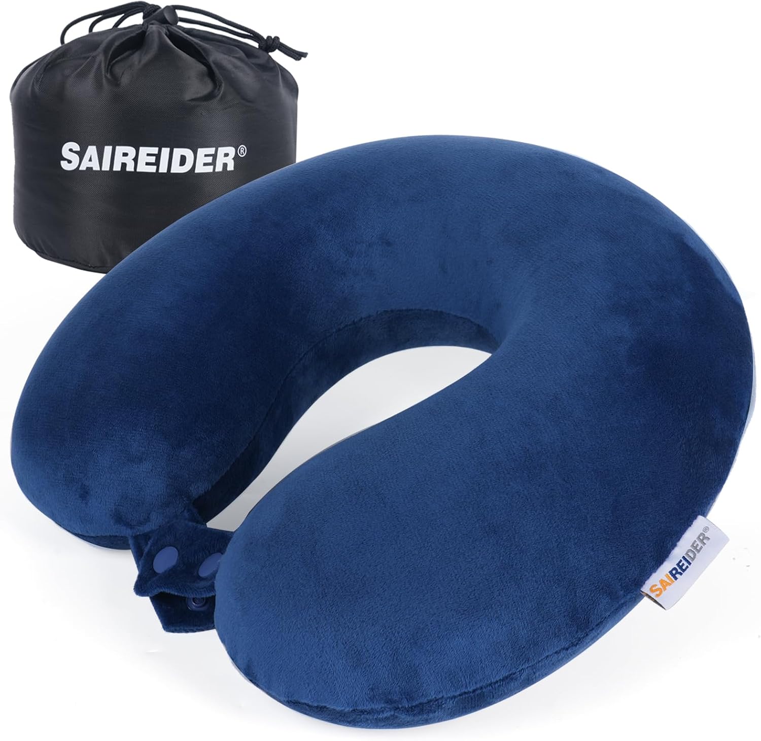 Saireider Neck Pillows for Travel-Head Neck Support Travel Pillow for Traveling, Car, Home, Office Adjustable with Storage Bag (Navy Blue)…