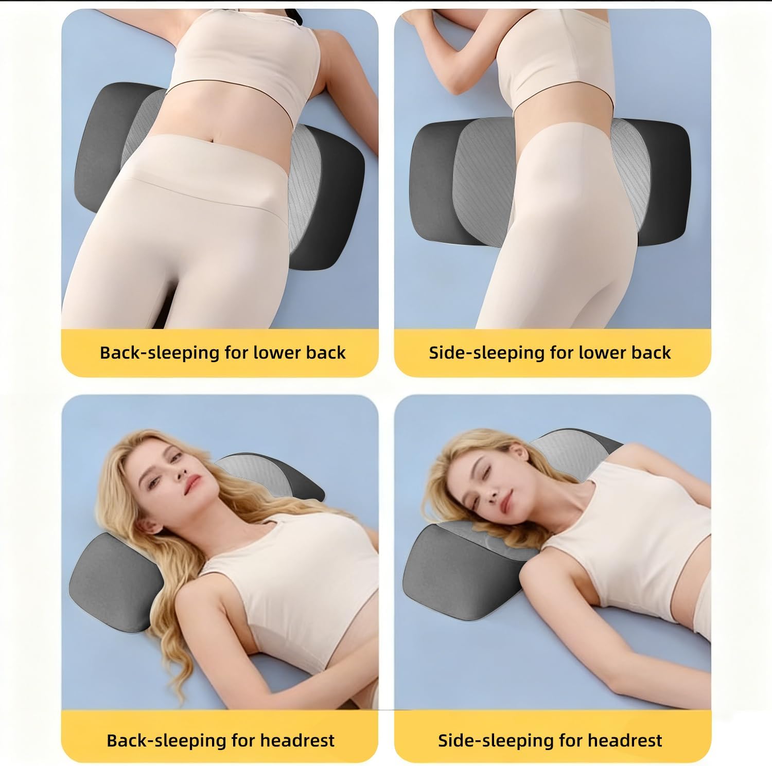 LittleSlowDuck Lumbar Support Pillow for Sleeping, Memory Foam Lower Back Bed Rest Support Pillows for Car Bed, Couch, Waist Support…