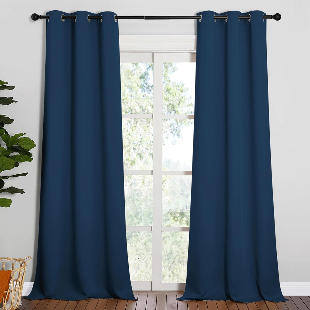 NICETOWN Patio Glass Door Blackout Curtains for Bedroom/Living Room, Privacy Panel Drapes for Dining and Guest Room (Moroccan Blue, 42…
