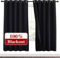Nicetown 100% Blackout Window Curtain Panels, Full Light Blocking Drapes with Black Liner for Nursery, 72 inches Drop Thermal Bedroom Drape…
