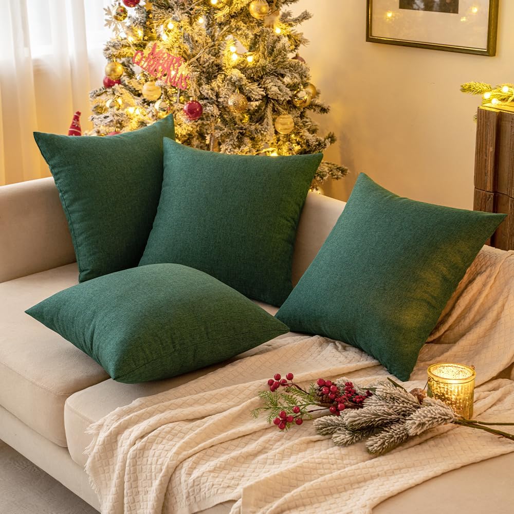 Miulee Pack of 2 Decorative Outdoor Solid Waterproof Throw Pillow Covers Faux Linen Garden Farmhouse Cushion Cases for Patio Tent Balcony C…