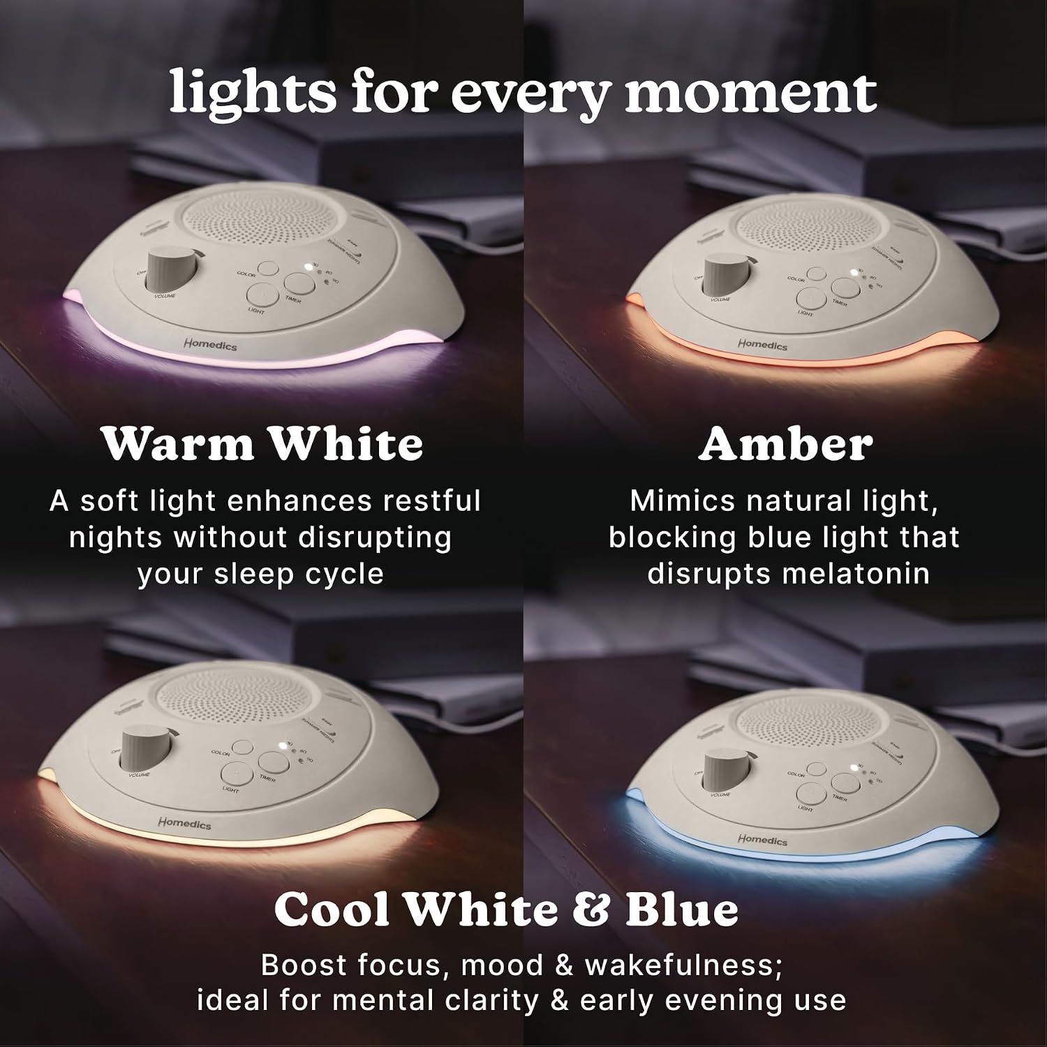Homedics Sleep Better Portable Sound Machine, Night Light,12 Soothing Sounds Including White Noise, Rain & Thunderstorm, Ultra-Portable…