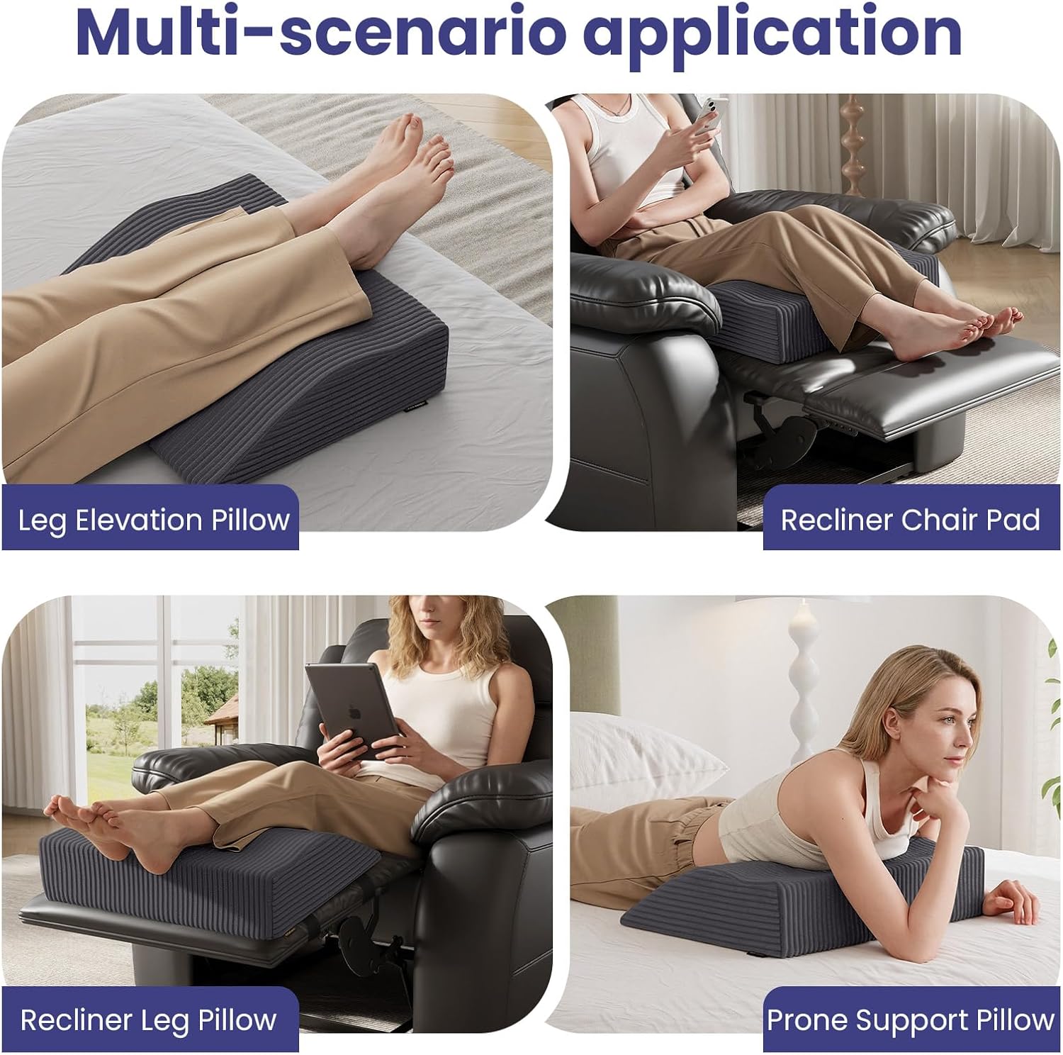 idee-home Recliner Leg Rest Cushion, Recliner Footrest Extender Pillow with Removable Corduroy Cover, Multi Purpose Ergonomic Foot Pillow…