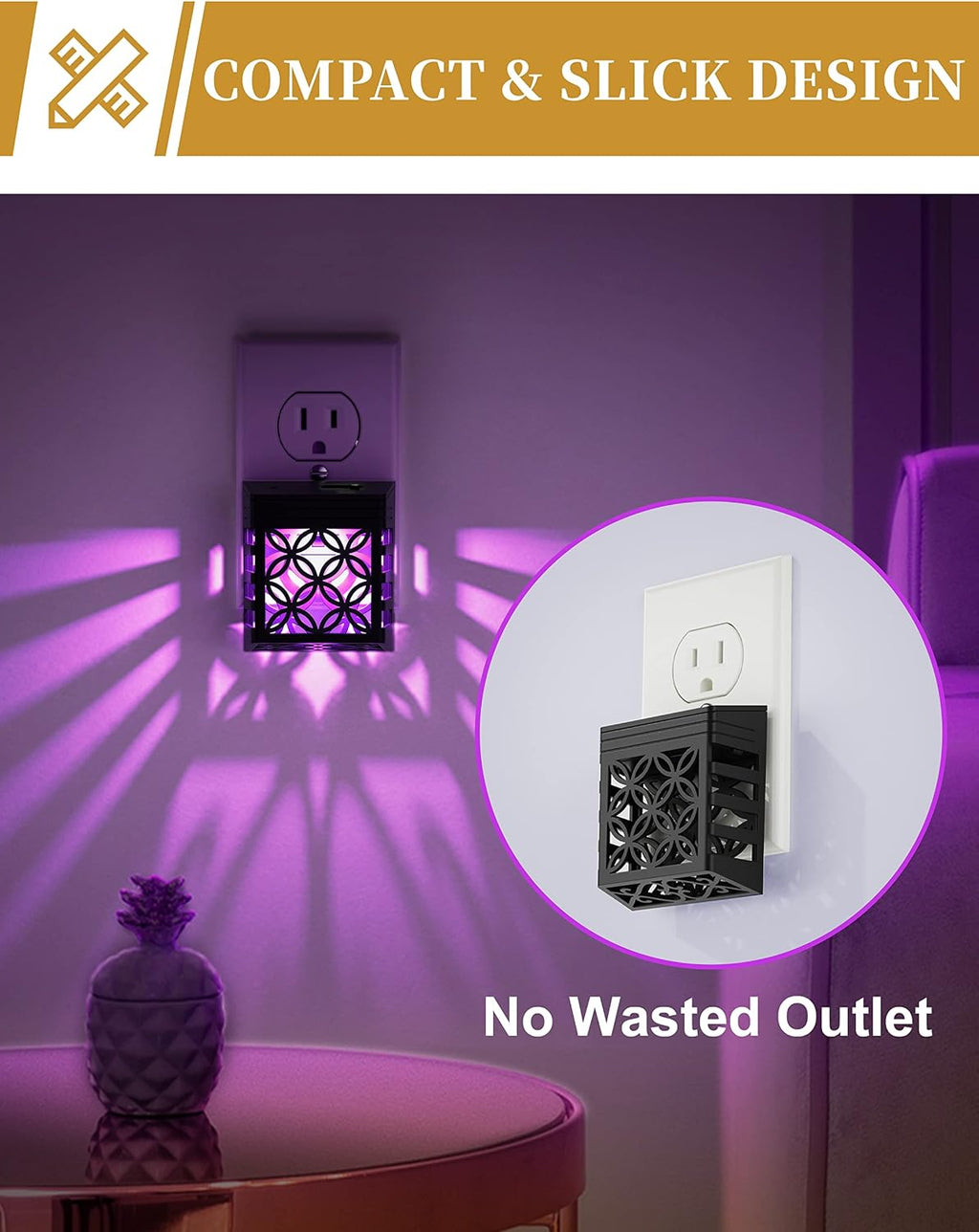 DORESshop Night Lights Plug Into Wall [2 Pack], LED Night Light, Color-Changing, Plug in Night Light, 8 Color RGB, Dusk-to-Dawn, Night…
