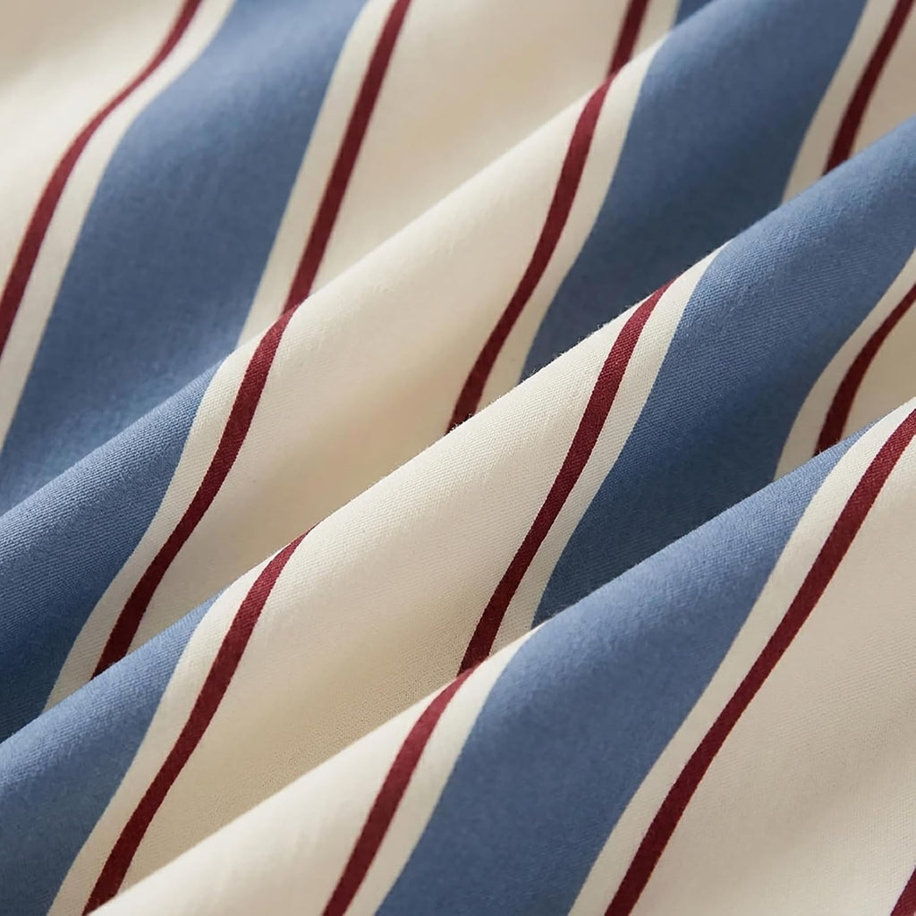 Merryword White and Blue Striped Pillowcases, 100% Cotton Pillow Cases, King Size Pillowcases, Luxury Linen Like Pillowcase, Soft Breathabl…