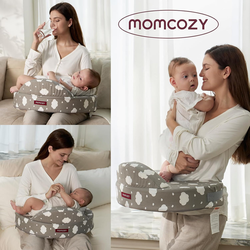 Momcozy Innovative Safety Guard Nursing Pillow - Firm & Springy Memory Foam - Stable, Ergonomic Support & Comfort - Wider Breastfeeding Cus…