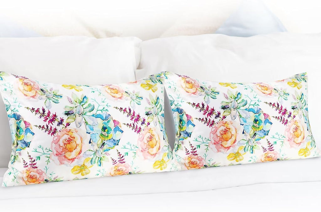 MANSPHIL Pink Floral Silk Pillow Cases, 2 Pack Standard Reversible Satin Pillowcase for Hair and Skin Envelope Closure, 22 Momme 6A Grade…