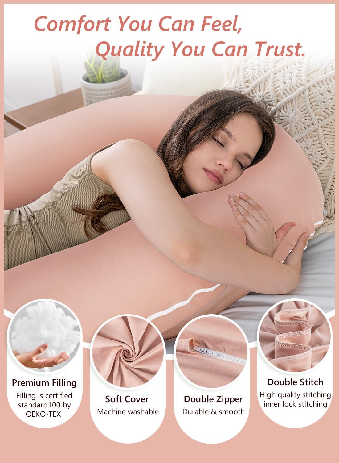 Meiz Question Mark Body Pillow for Adults, Cooling Full Body Support Pillow for Side Sleepers & Back Support, Cotton Long Bolster Pillow wi…