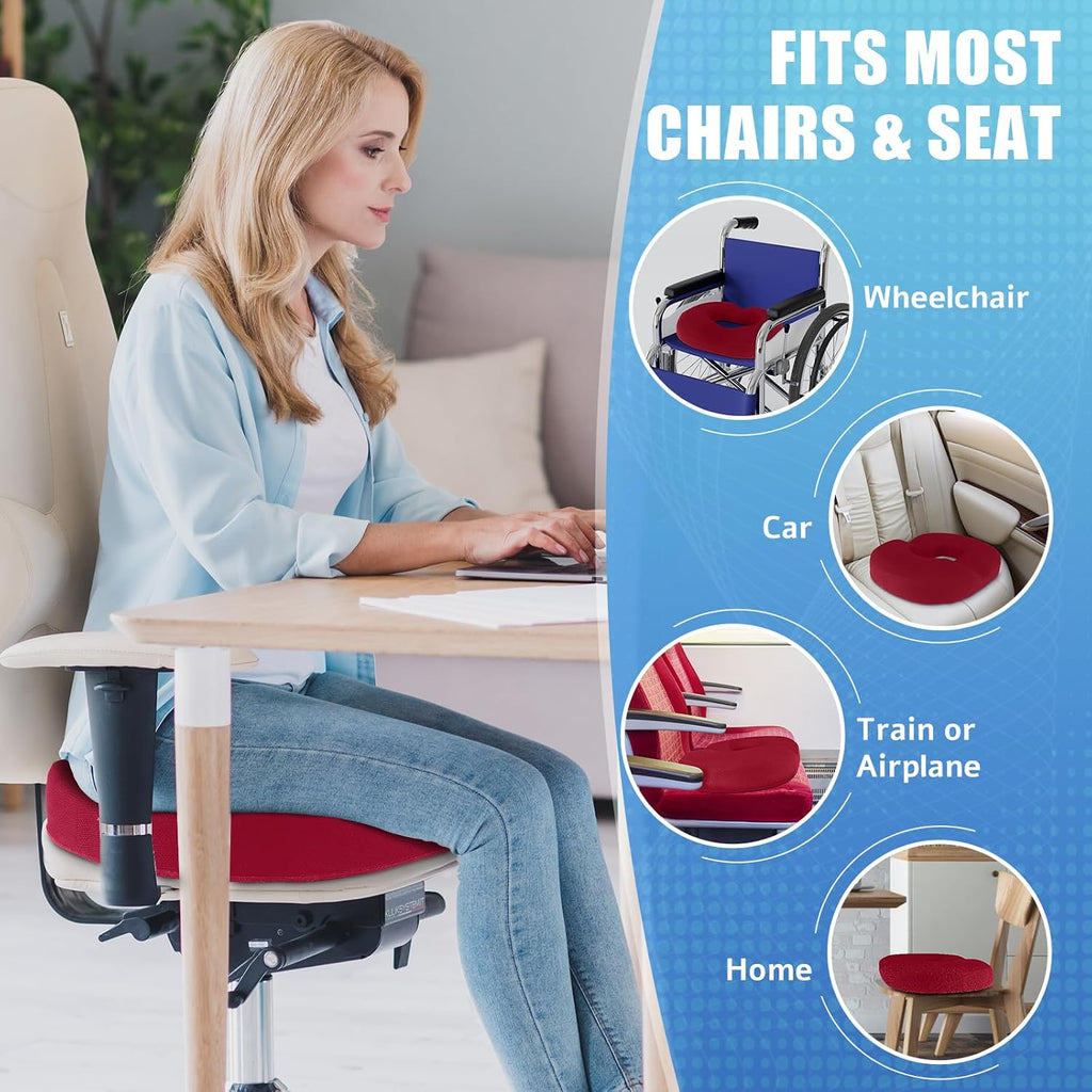 BlissTrends Donut Pillow Seat Cushion, Donut Chair Cushions for Postpartum Pregnancy & Hemorrhoids, Tailbone Cushion, Memory Foam Lifting C…