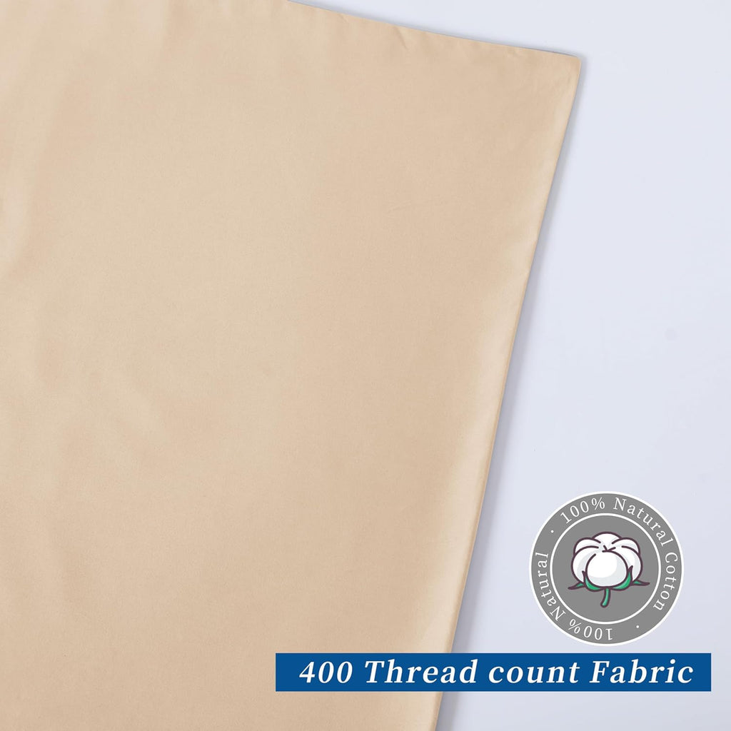 ZaizaiHome Pillow Cases Standard Size 4 Pcs,100% Egyptian Cotton 400 Thread Count Sateen Weave Beige Pillowcases Standard Size, Quality Pil…