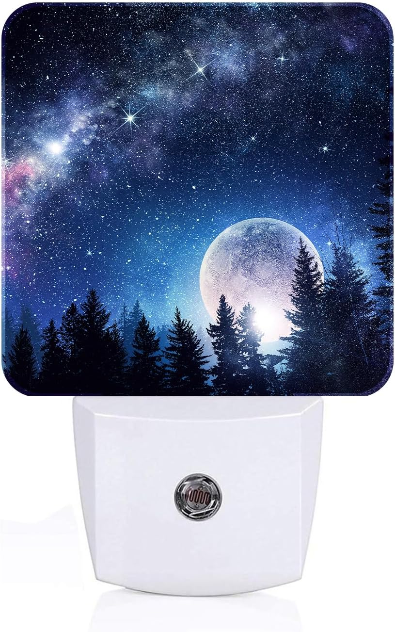 Sea Stars and Moon Night Light, Plug Into Wall for Boys Girls Bedroom Decorative Square Night Light Lamp 0.5w Sleep Friendly