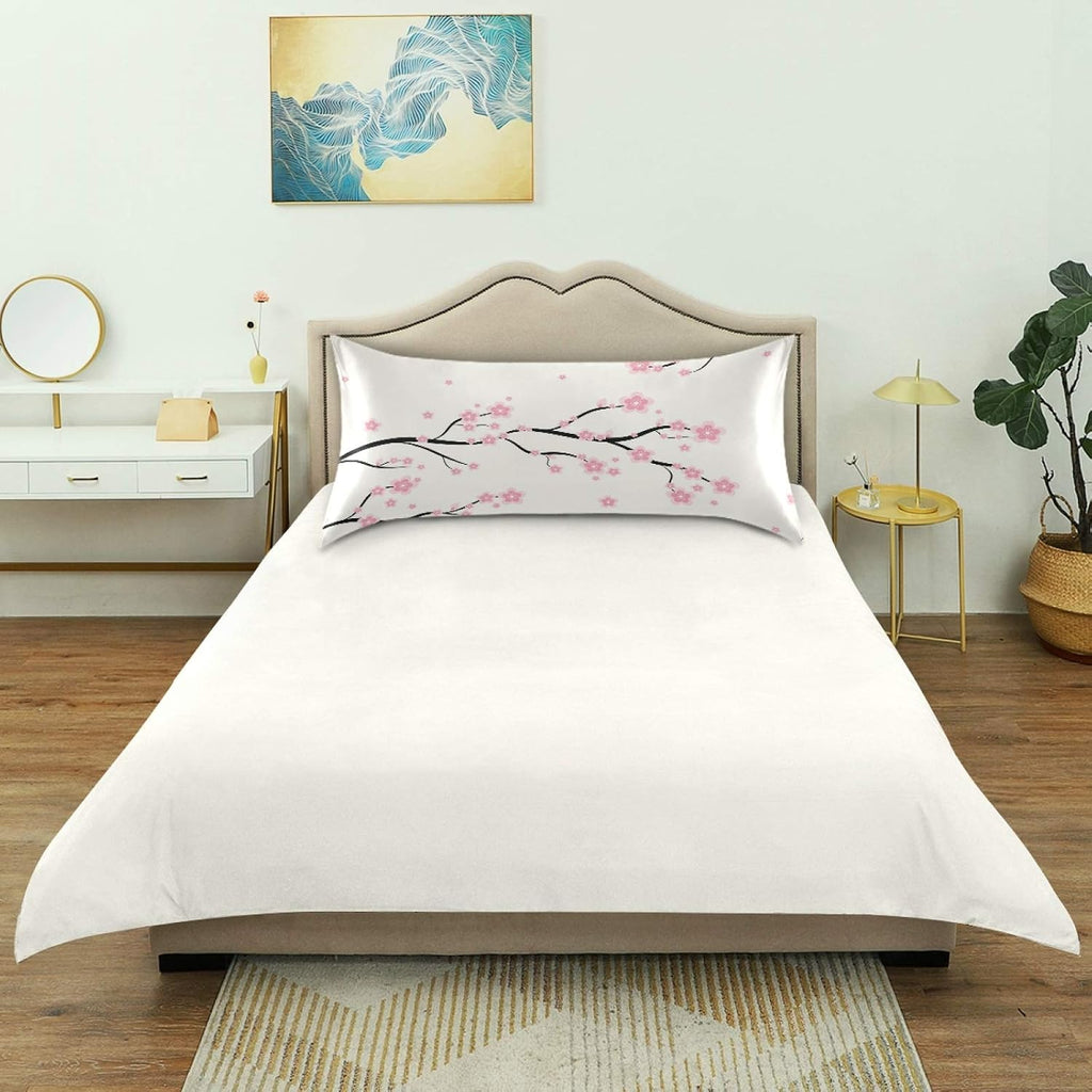 Blueangle Floral Sakura Pattern Satin Pillowcase for Hair and Skin Silk Pillowcase, Queen Size(20x30 inches) - Satin Pillow Covers with…