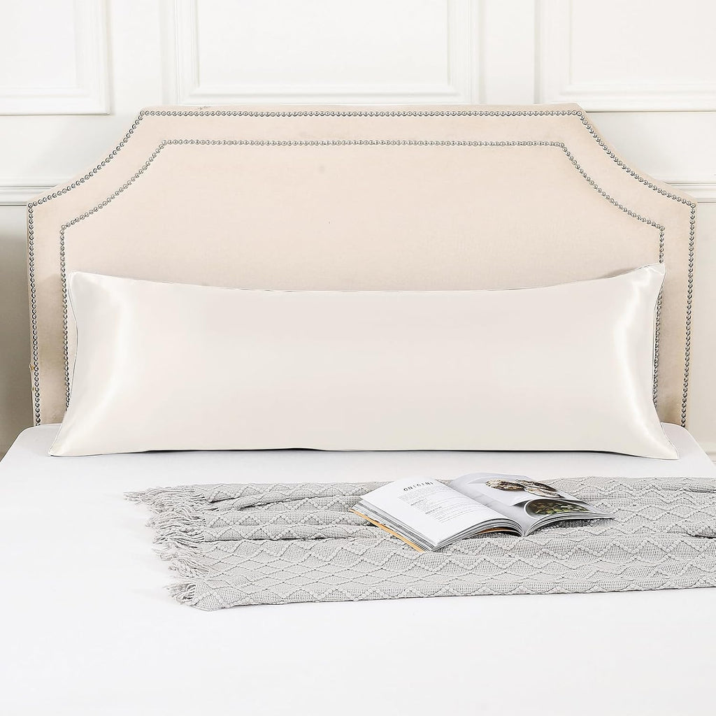 Huxmeyson Body Pillow with Satin Pillowcase, Body Pillow for Adults, Removable Cover, Beige (20"x54") 1 count