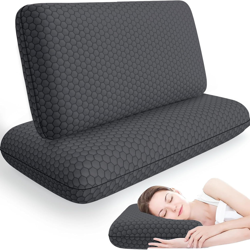 CushyOasis Memory Foam Pillows for Side, Back and Stomach Sleepers, Set of 2, Bed Pillow with Washable Cover and Breathable Mesh, Bed Pillo…