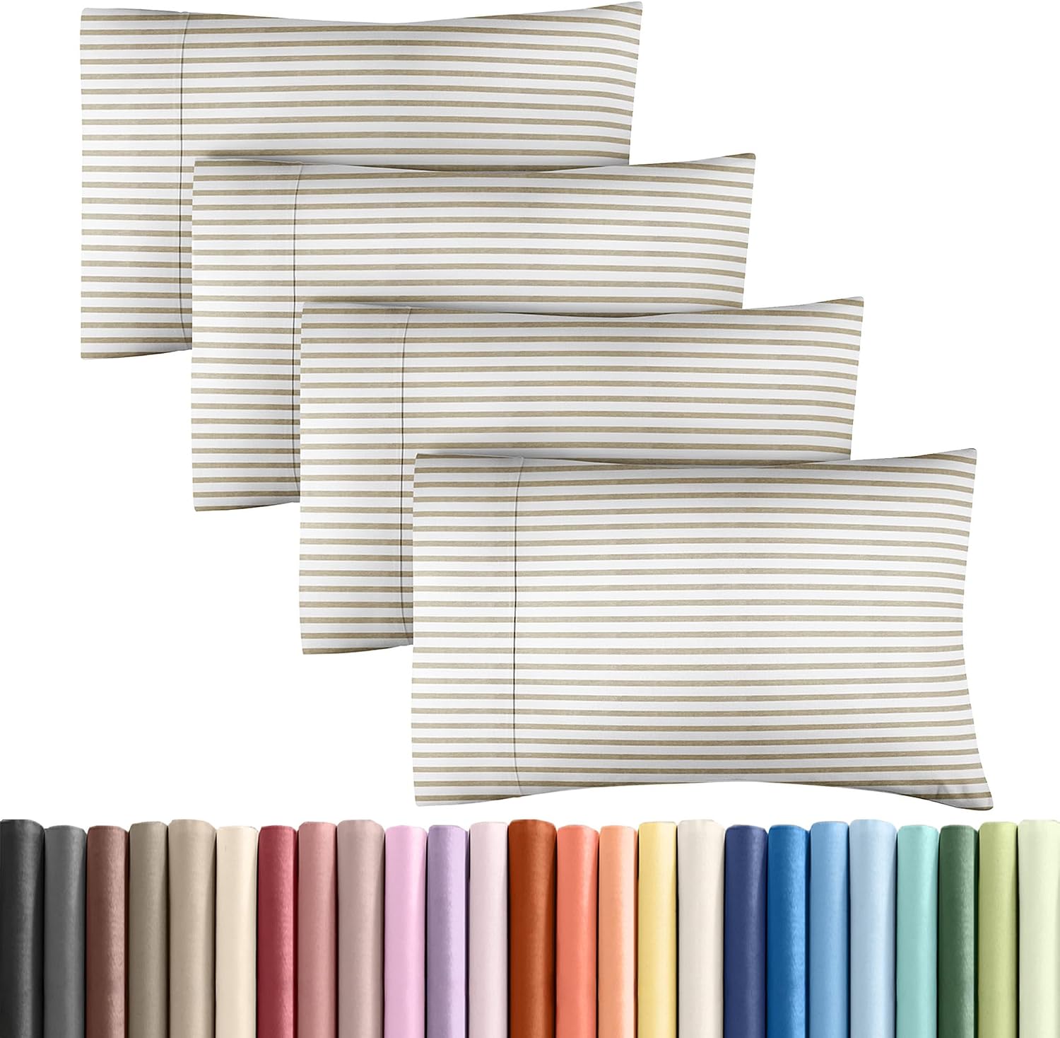 Queen Pillow Cases Set of 4 - Ultra Soft Hotel Quality Pillowcase Covers - Comfy, Cozy & Wrinkle Free - Shrinkage & Fade Resistant…