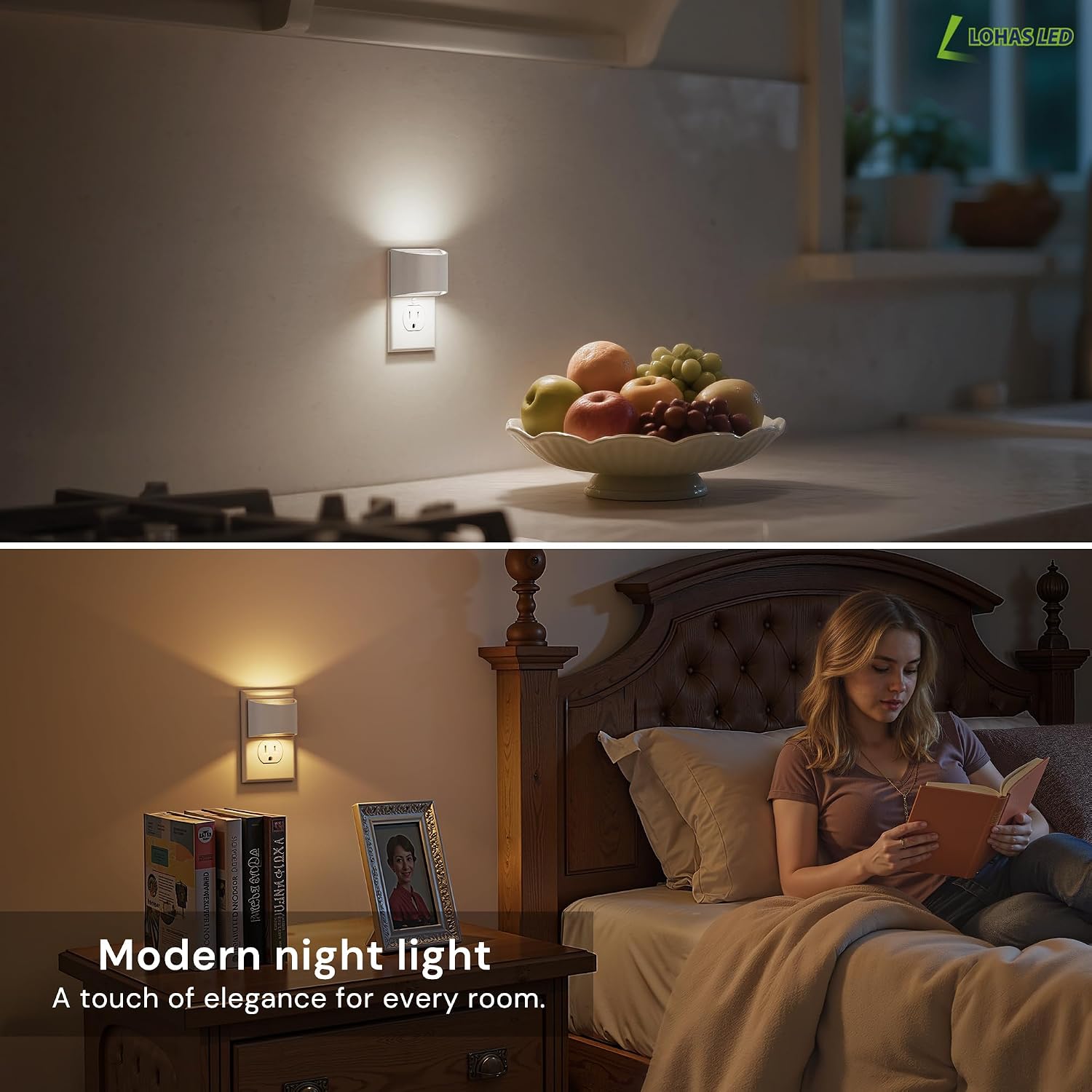L LOHAS LED Night Lights Plug into Wall with 3CCT Adjustable (1600K/3000K/5000K), 1W Nightlight Plug in wall, Built in Dusk to Dawn…