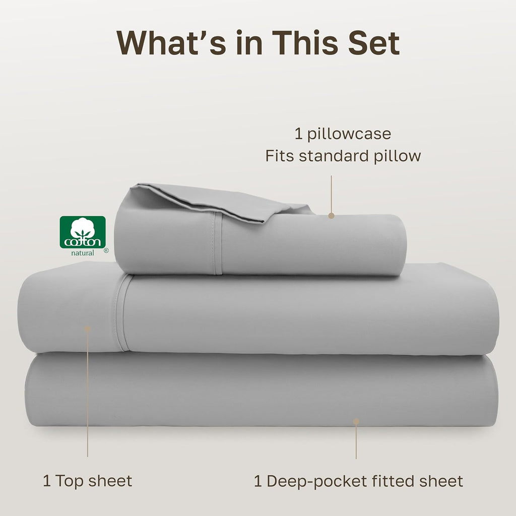 CaliforniaDesignDen California Design Den Soft 100% Cotton Sheets Twin Size Set, 400 Thread Count Good Housekeeping Award Winner, Silky Smo…