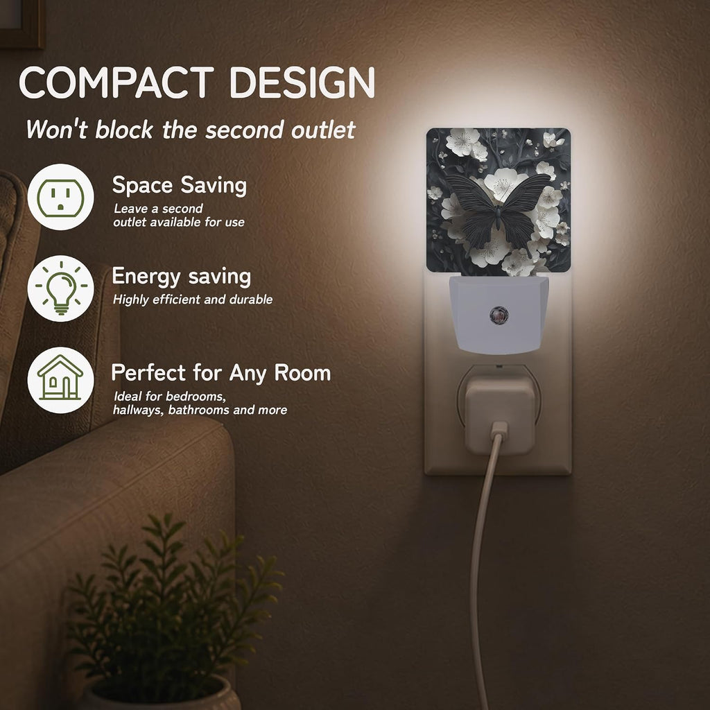 Black Butterfly Gothic Night Light, Night Lights Plug into Wall with Dusk to Dawn Sensor for Bedroom Bathroom Hallway Kitchen, Decorative…