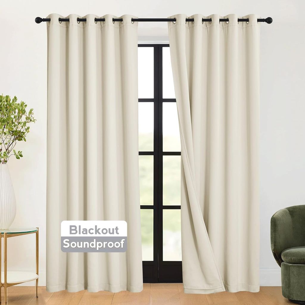 Rybhome RYB HOME 3-in-1 Soundproof - Blackout - Energy Saving Curtains for Bedroom, Soundproof Blanket Curtains for Living Room Nursery Pat…