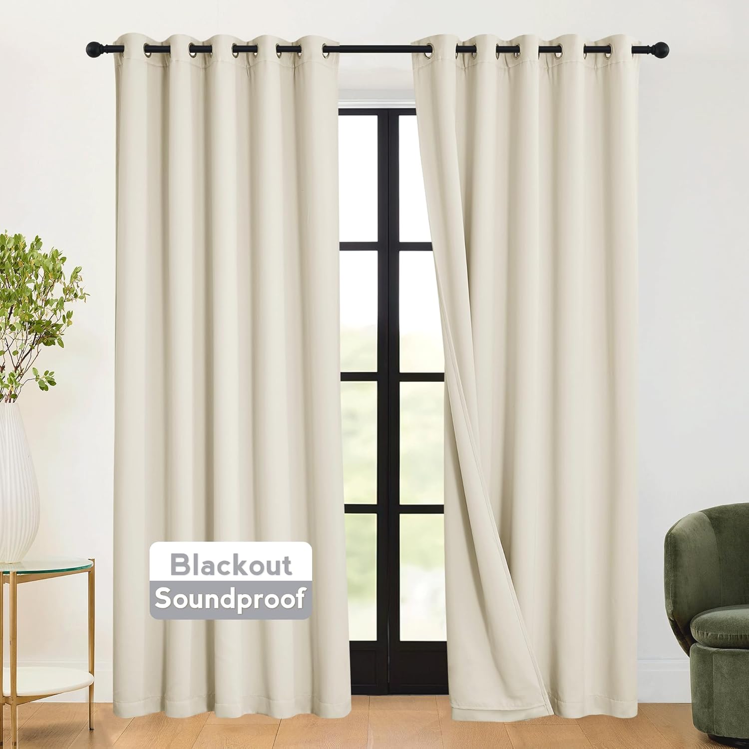 Rybhome RYB HOME 3-in-1 Soundproof - Blackout - Energy Saving Curtains for Bedroom, Soundproof Blanket Curtains for Living Room Nursery Pat…