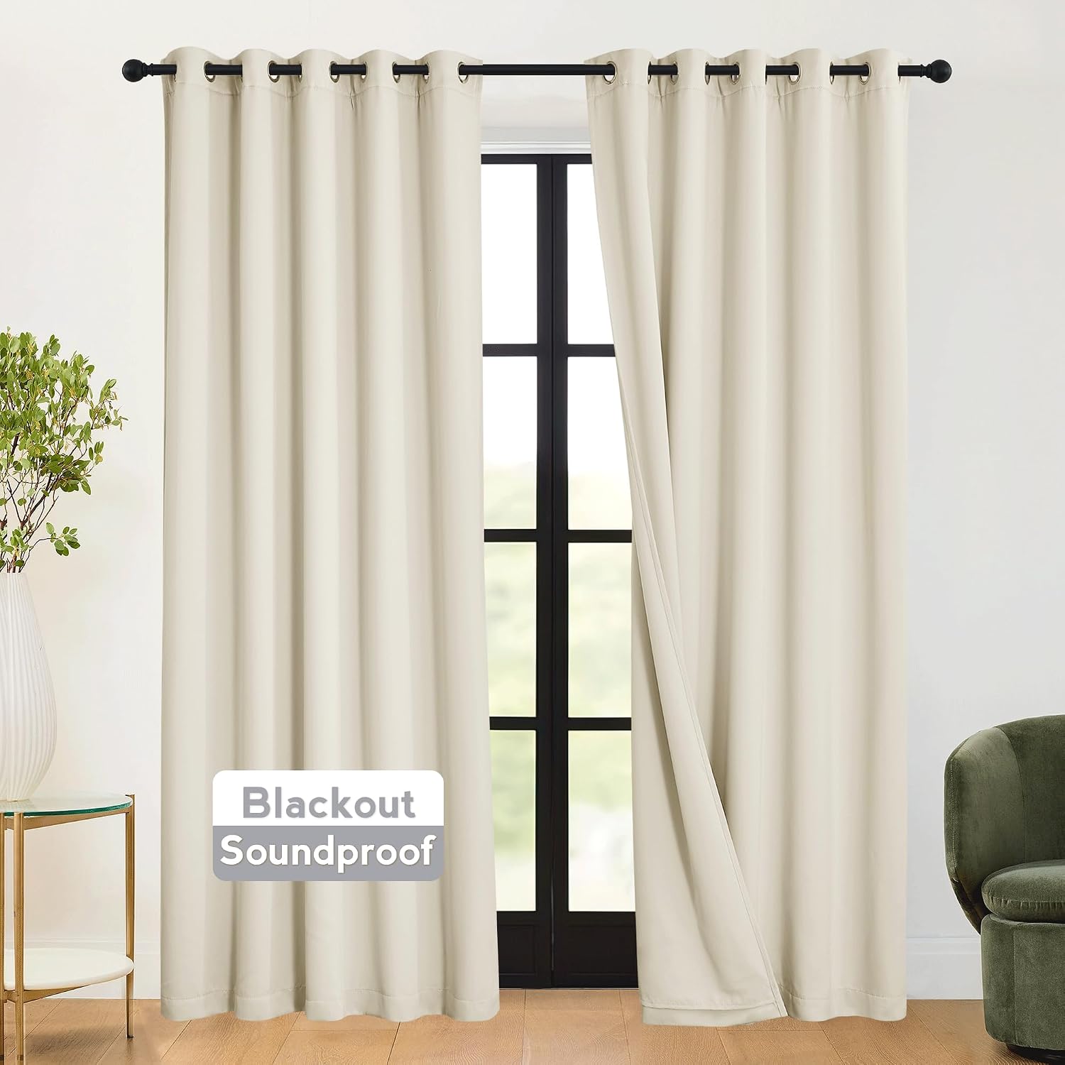 Rybhome RYB HOME 3-in-1 Soundproof - Blackout - Energy Saving Room Divider Curtains, Extra Wide Window Curtains for Bedroom Living Room Lof…