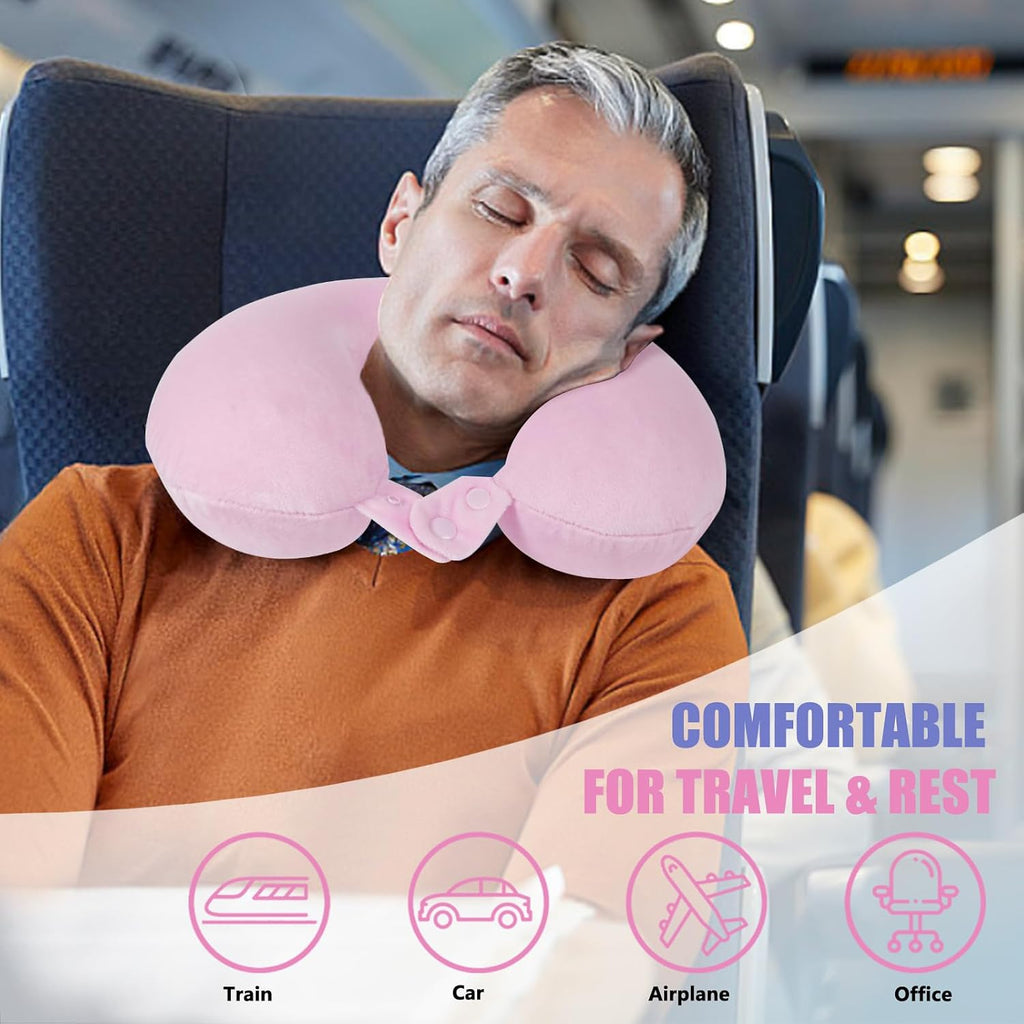 SAIREIDER Travel Neck Pillow 100% Pure Memory Foam Airplane Pillow for Head Support, Soft Adjustable Pillow for Plane, Car & Home Recliner…