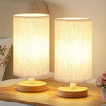 Fenmzee Small Lamps Set of 2 - Inline Control, Bedside Table Lamp for Bedroom with 3000K A15 LED Blub, Easy Assembly (Cream Shade - Wood…