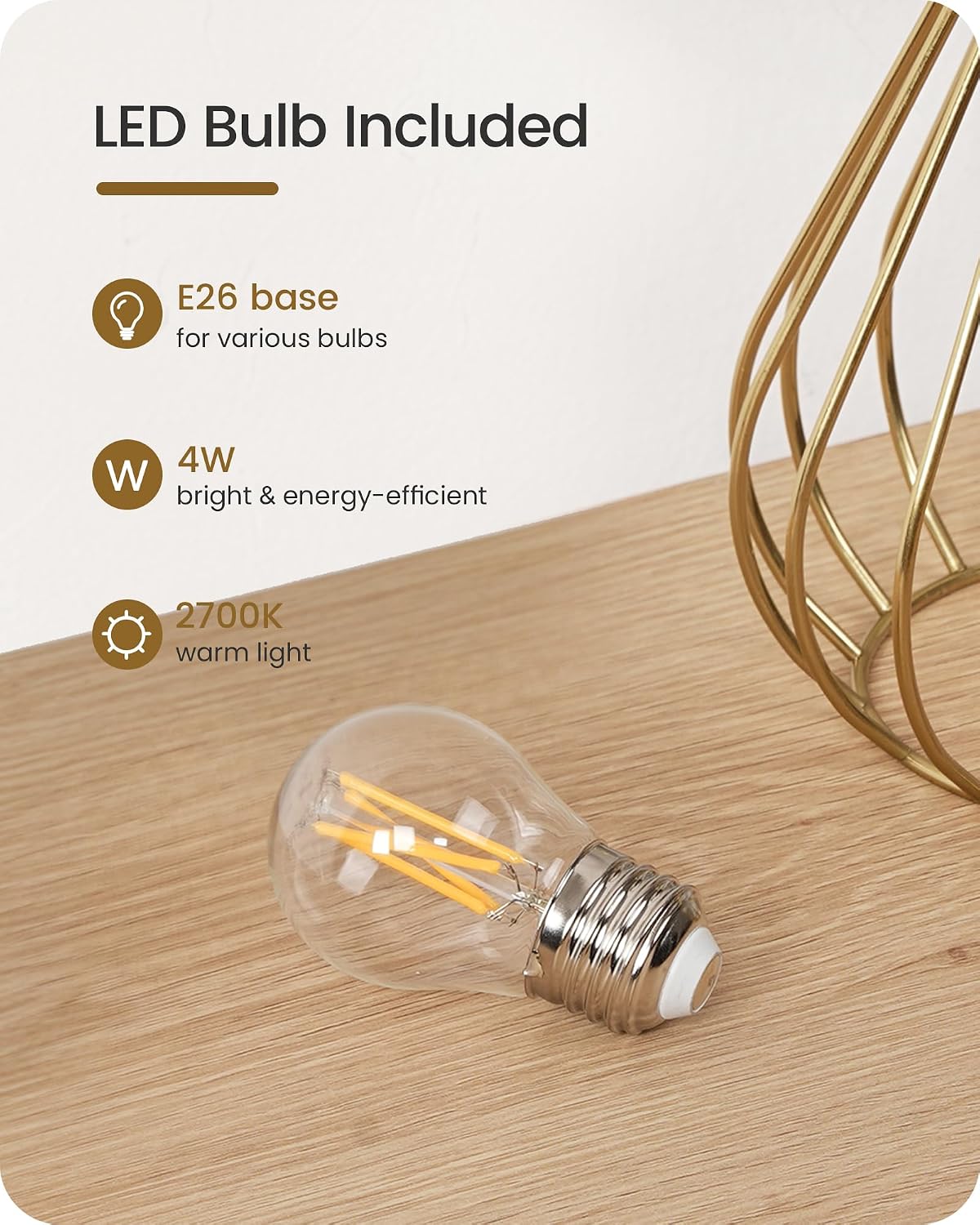 Gold Table Lamp, 12.6'' Small Table Lamp with Beige Linen Lampshade & Gold Cage Base, Modern Little Cute Desk Lamp, Bedside Lamp for…