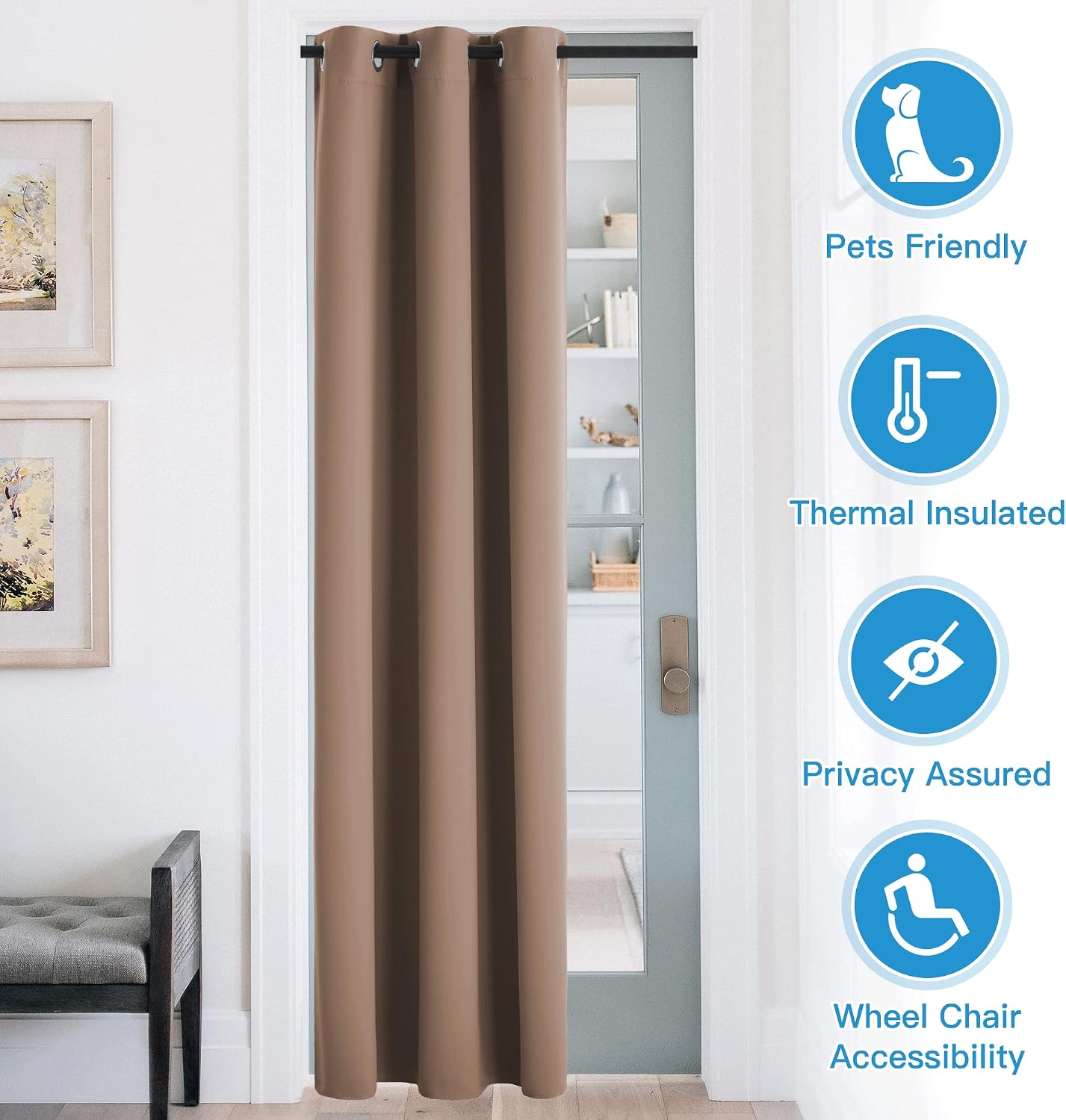 Rybhome RYB Home Blackout Curtains Thermal Insulating Privacy Temporary Door Curtains for Bedroom Closet Doorway Accordion Door Interior Li…