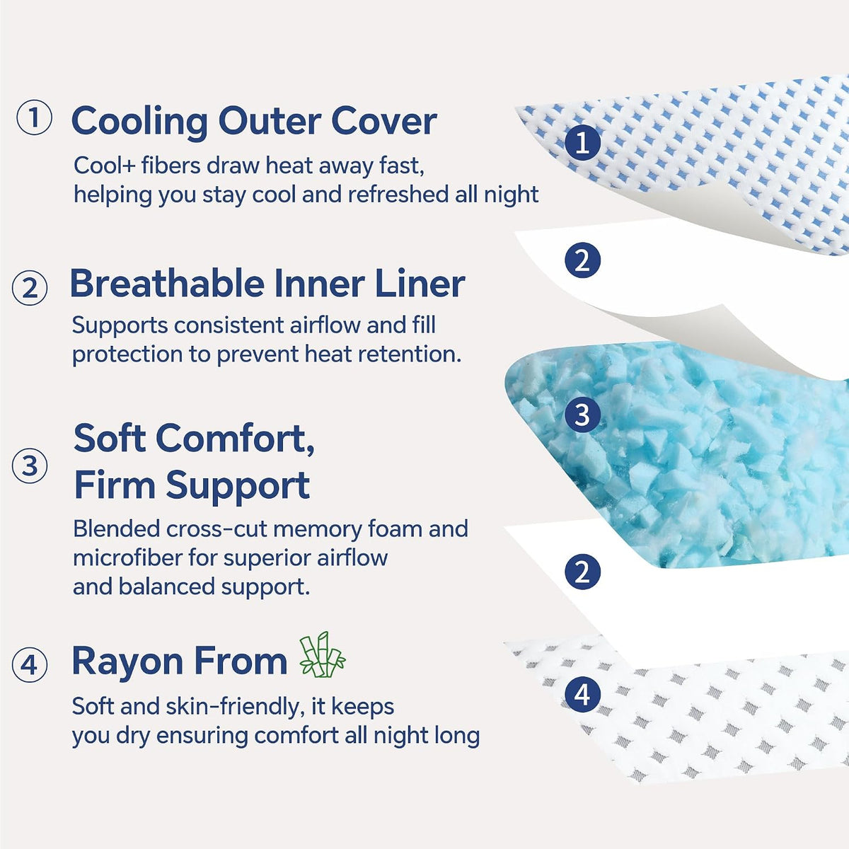 Memory Foam Pillow – Adjustable Loft Cooling Pillow King Size 1 Pack for Sleeping, Firm, Supportive, and Breathable Design for Hot, Side…