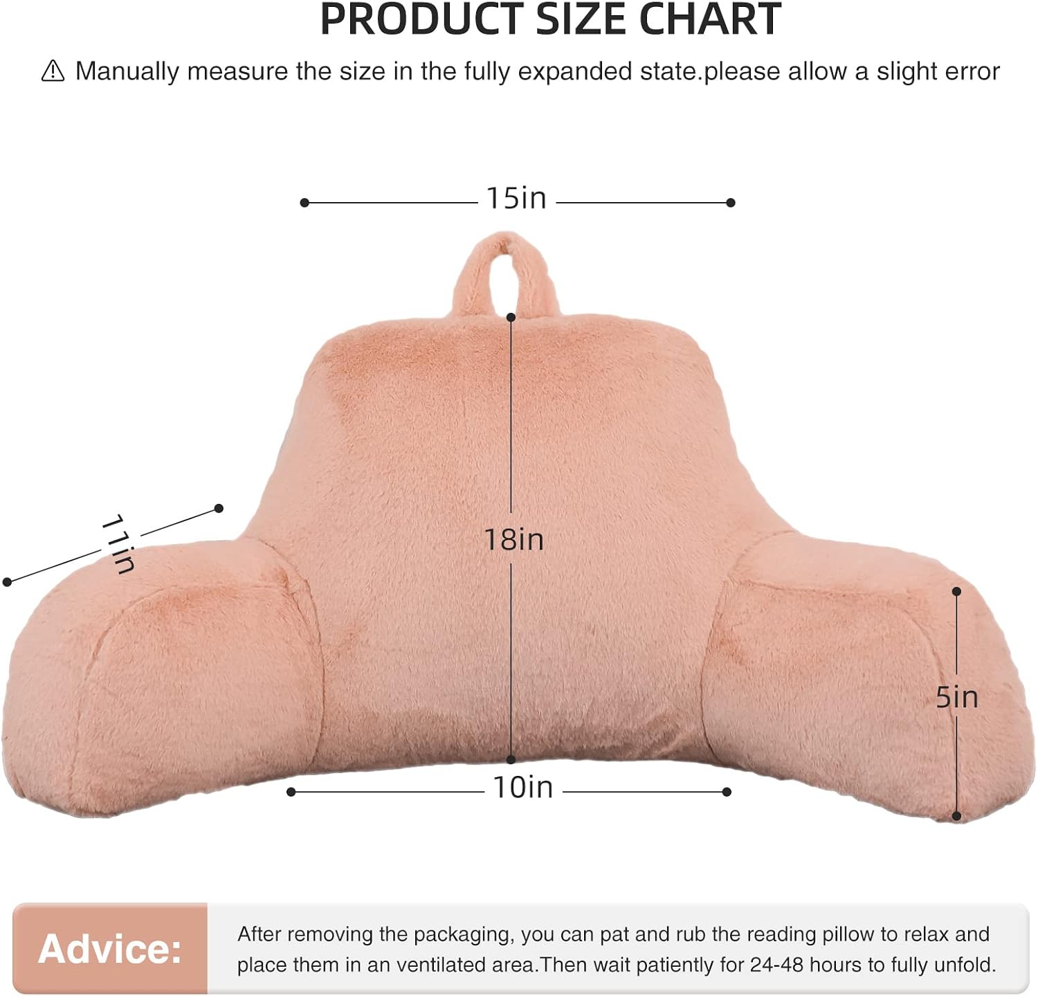 Aimuan Reading Pillow Bed Rest Pillow with Arms Rabbit Fur Back Pillow for Sitting up in Bed Adults Teens Incline Rest Sleeping Snoring…