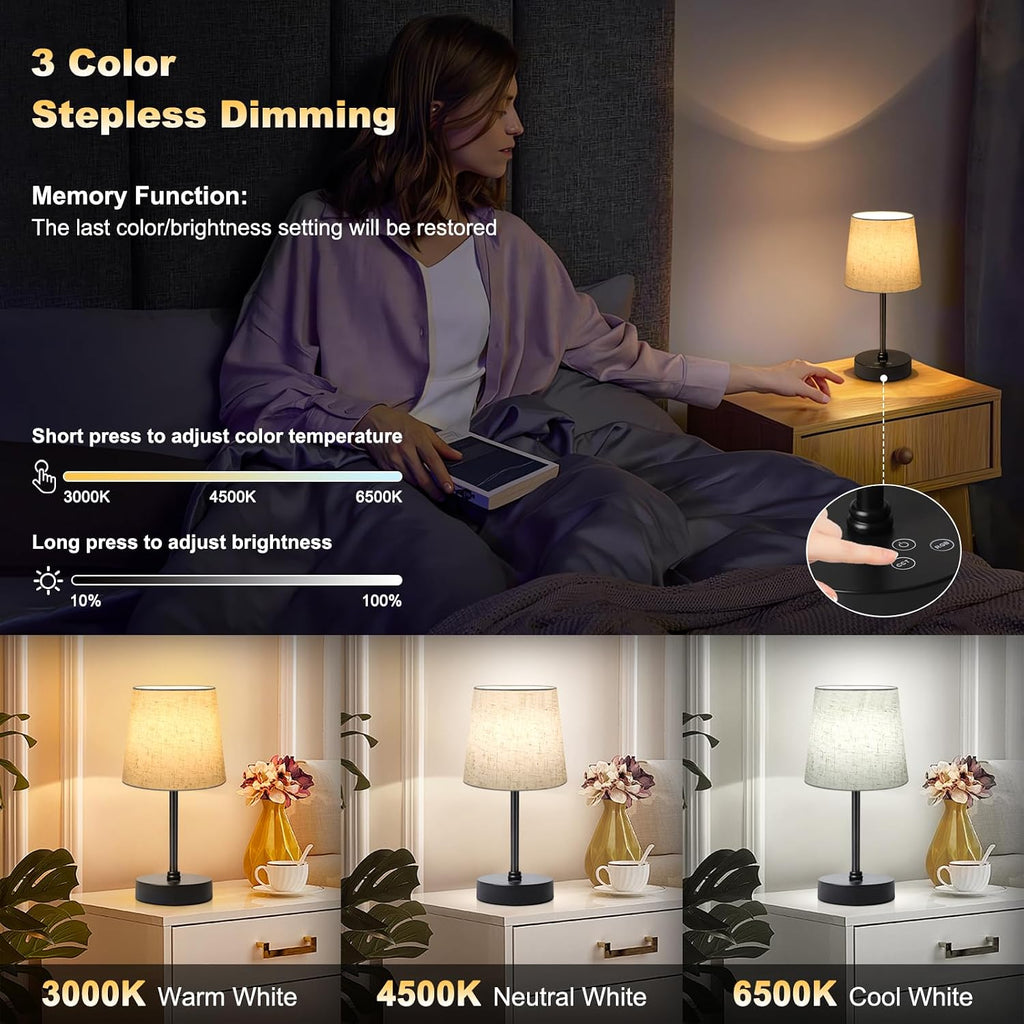 Wowag Small Cordless Table Lamp,5000mAh Rechargeable Battery Operated Desk Lamp,3 Colors & 7 RGB Stepless Dimmable, Portable Touch Fabric…