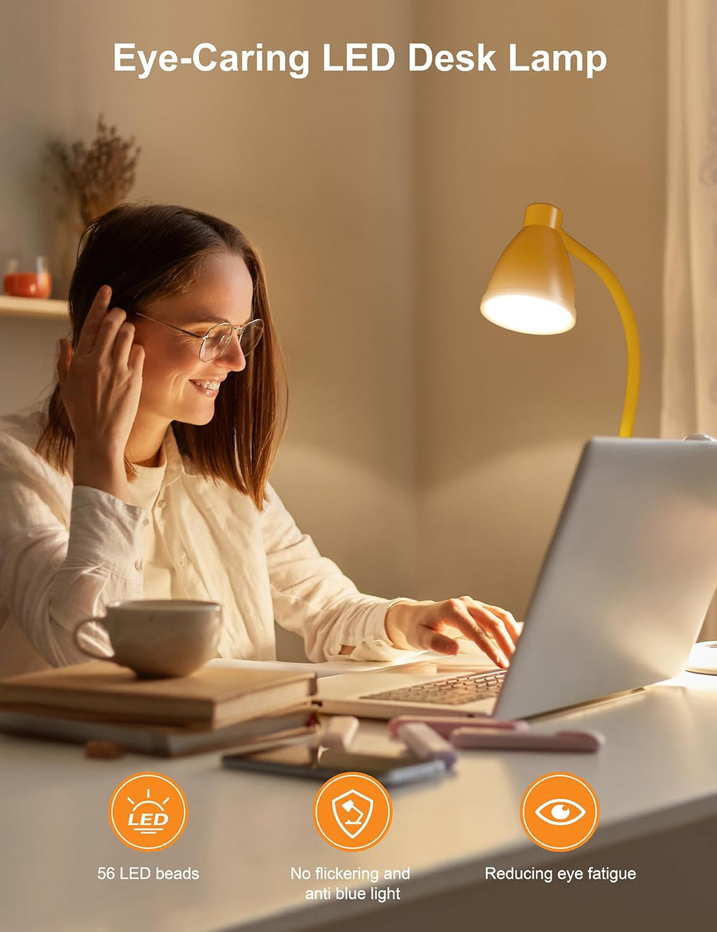 BOHON LED Desk Lamp with USB Charging Port, 3 Color Modes Fully Dimmable Reading Lamp, Auto Dimming Task Lamp, Flexible Neck Table Light…