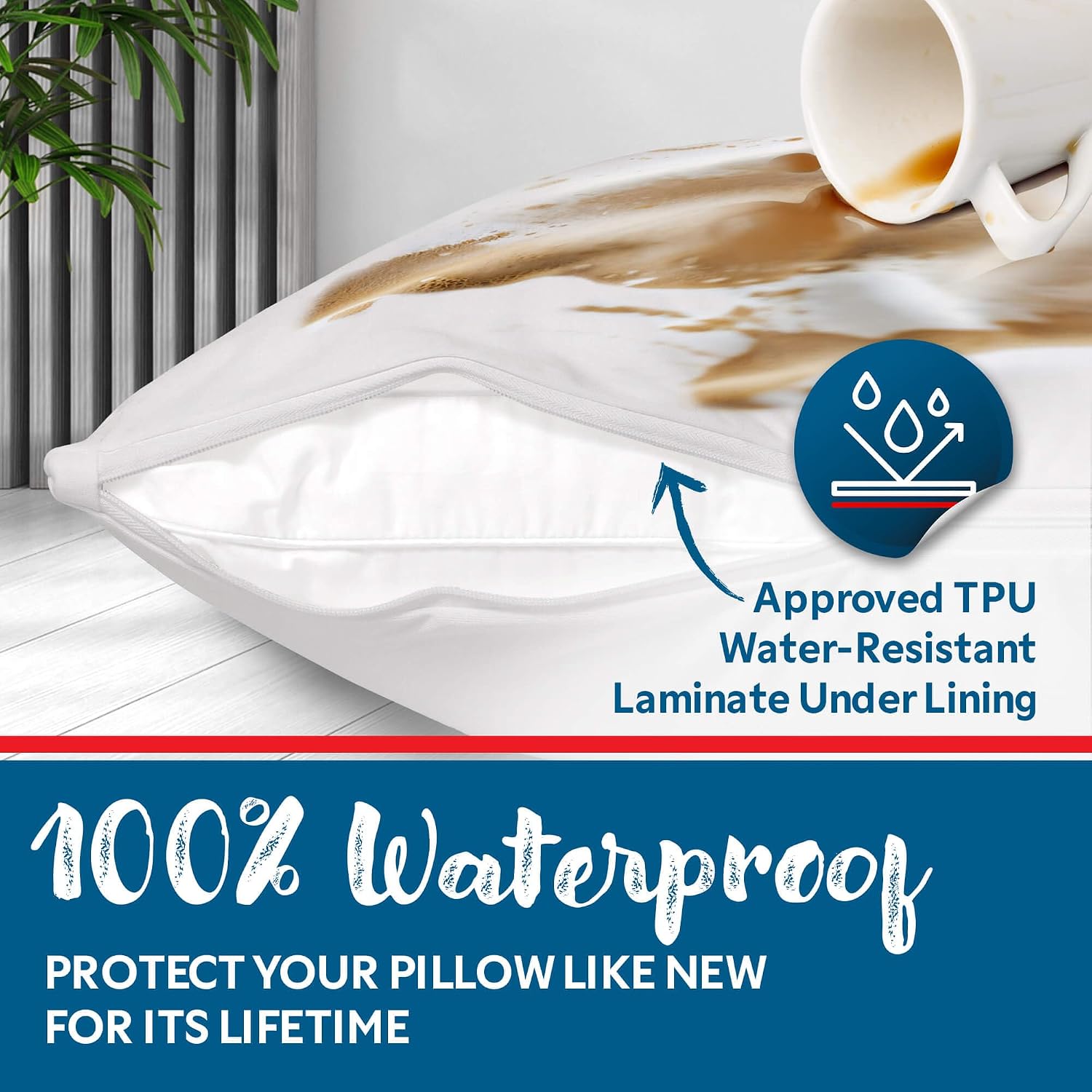 Guardmax Waterproof Pillow Protector White Toddler Size - Zippered Bed Bug Pillow Protector 1 Pack - Hypoallergenic Pillow Case Cover…