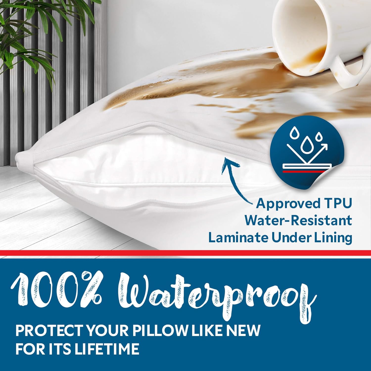 Guardmax Jersey Knitted Pillow Protector with Zipper Queen Size - 6 Pack - 100% Waterproof, Bed Bug Proof, Dust Mite Proof, & Hypoallergeni…