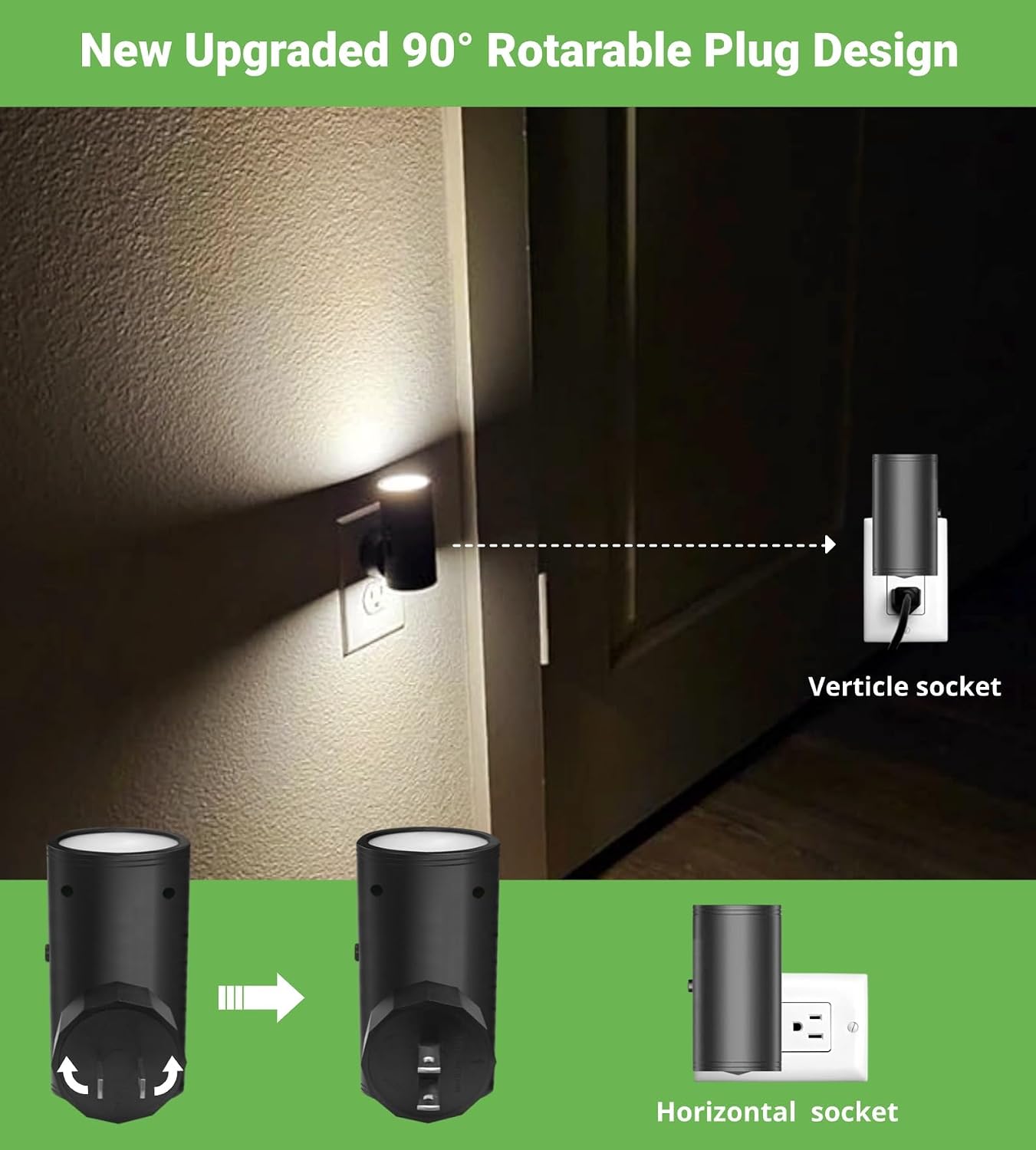 GEPLAD 4 Pack LED Night Light, Plug Into Wall, Dusk to Dawn Sensor, Soft White 3000K, Uplight & Downlight, for Bedroom, Stairway…