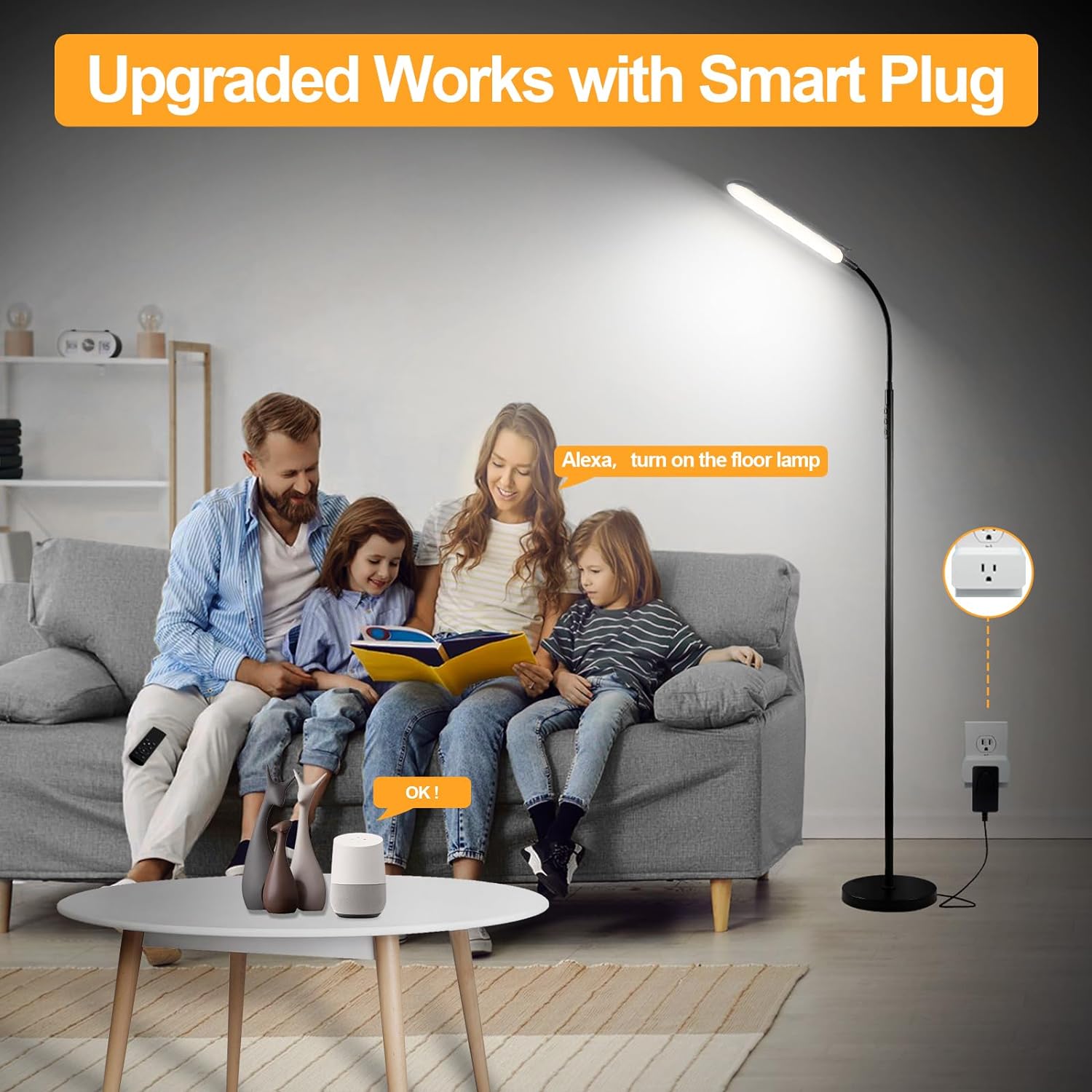 Marctronic Floor Lamp, 18W 1800LM Super Bright LED Floor Lamp with Remote & Works with Smart Plug, Dimmable Timing Eye Caring Reading Lamps…