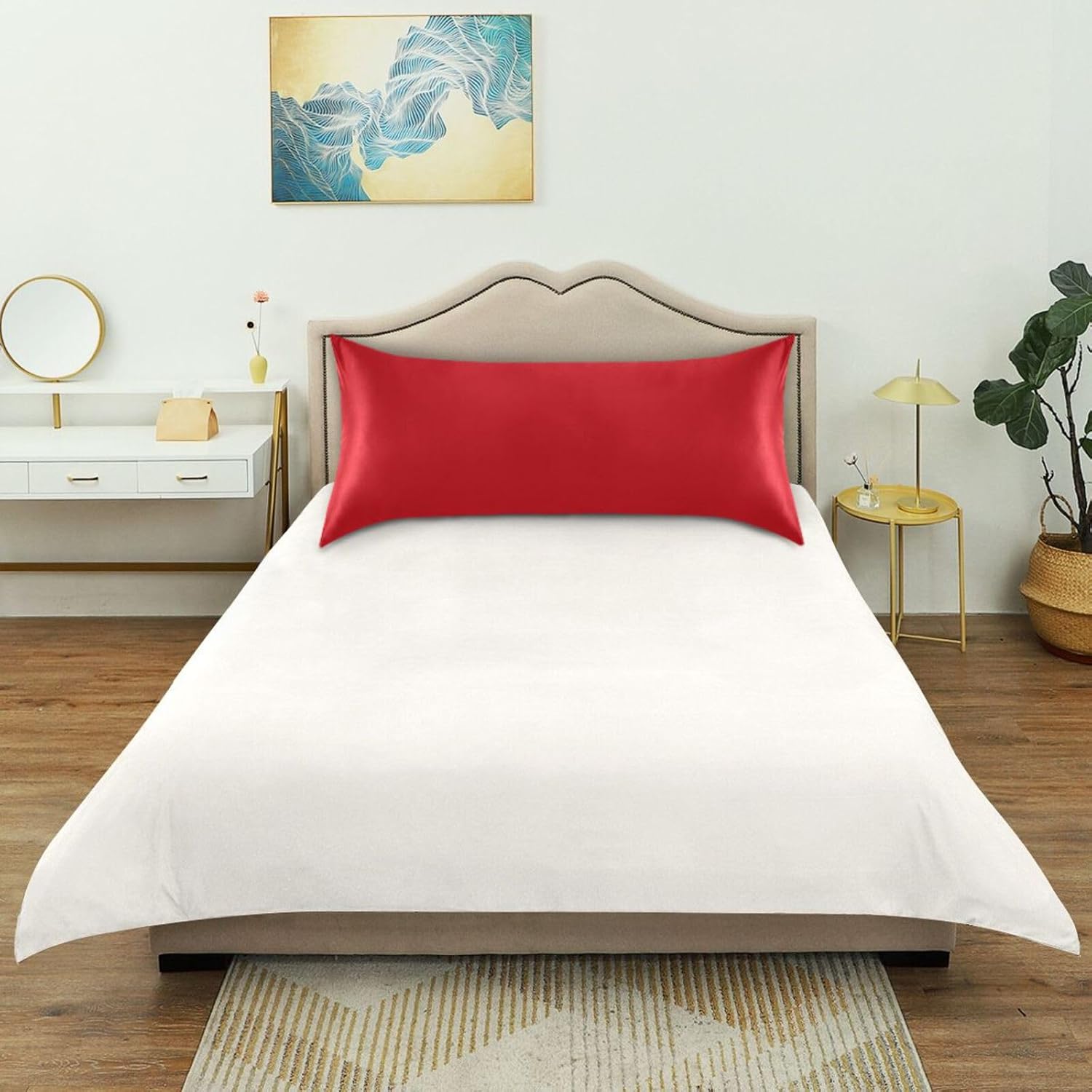 Red Color Pillow Covers Silk Pillowcase for Hair and Skin Soft Smooth Cooling Satin Pillowcase Queen Size Pillow Case for Women Boys…