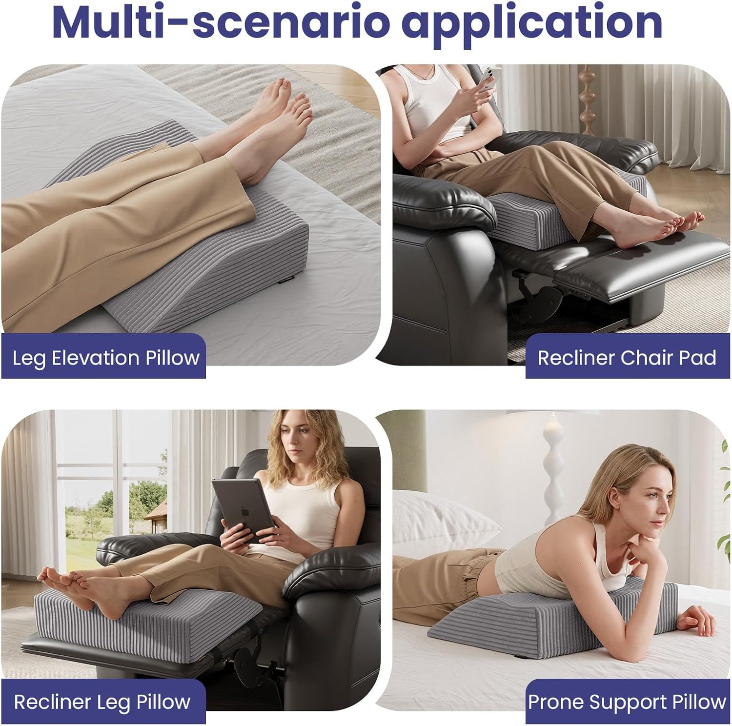 idee-home Recliner Leg Rest Cushion, Recliner Footrest Extender Pillow with Removable Corduroy Cover, Multi Purpose Ergonomic Foot Pillow…